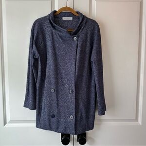 Amina Rubinacci Women’s Button Sweater Jacket Heathered Blue (Size 42IT/6US)